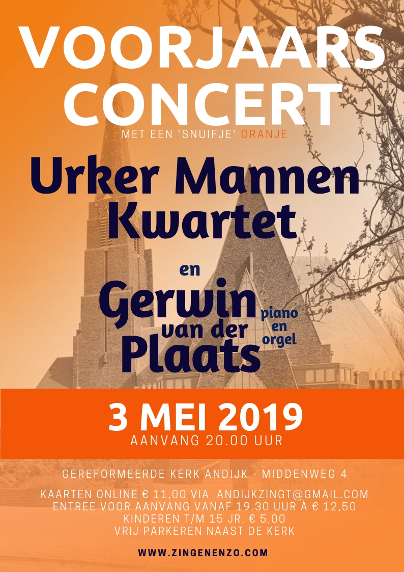 Urker Mannenkwartet en Gerwin van der Plaats in concert in Andijk