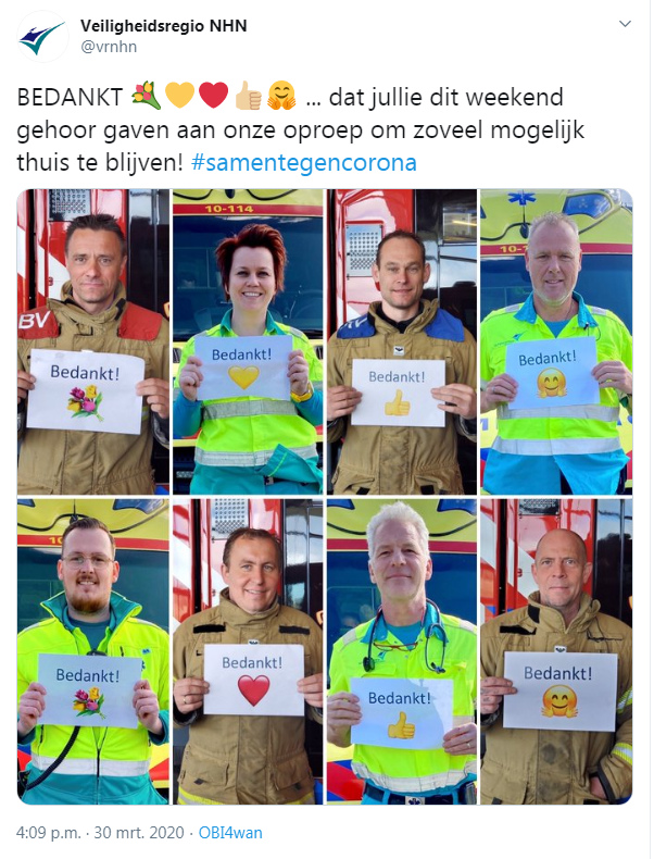 #Corona Veiligheidsregio NHN: BEDANKT