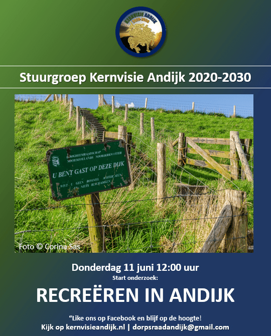 Donderdag 11 juni start Onderzoek "Recreëren in Andijk"