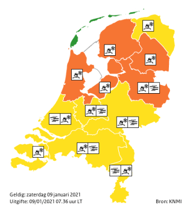 KNMI: Code Oranje vanwege IJZEL
