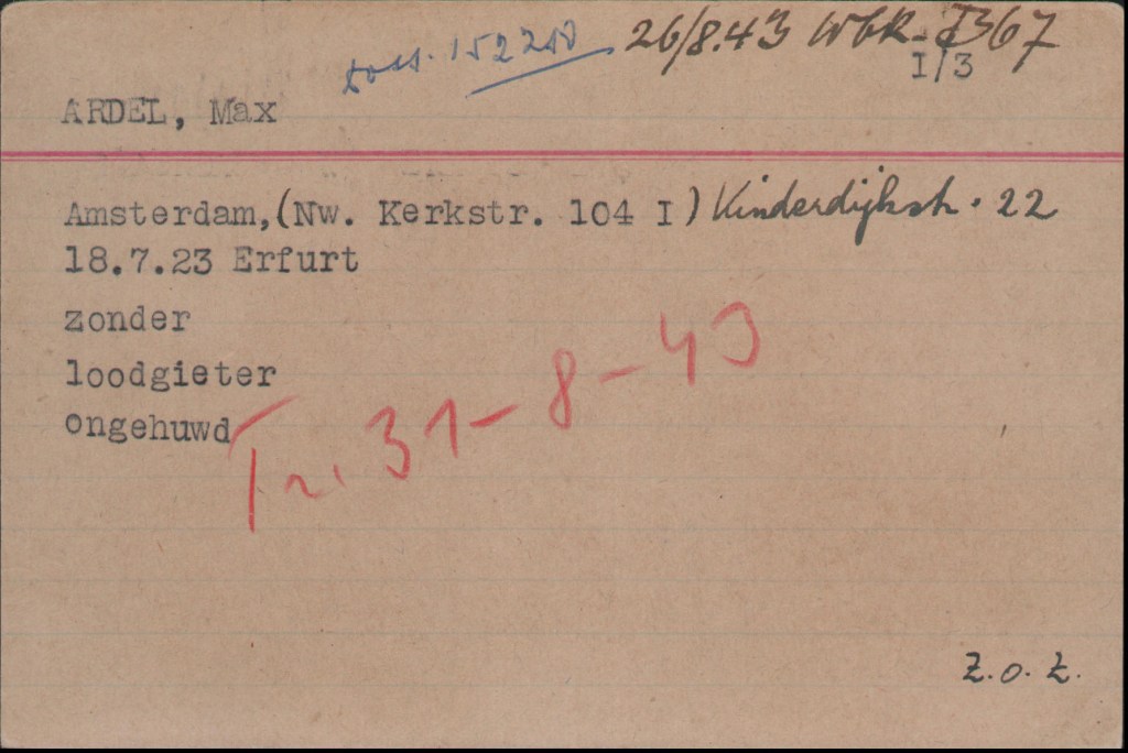 Oorlog 40-45 | Max Ardel - Joodse vluchteling in Andijk - omgekomen in Warschau