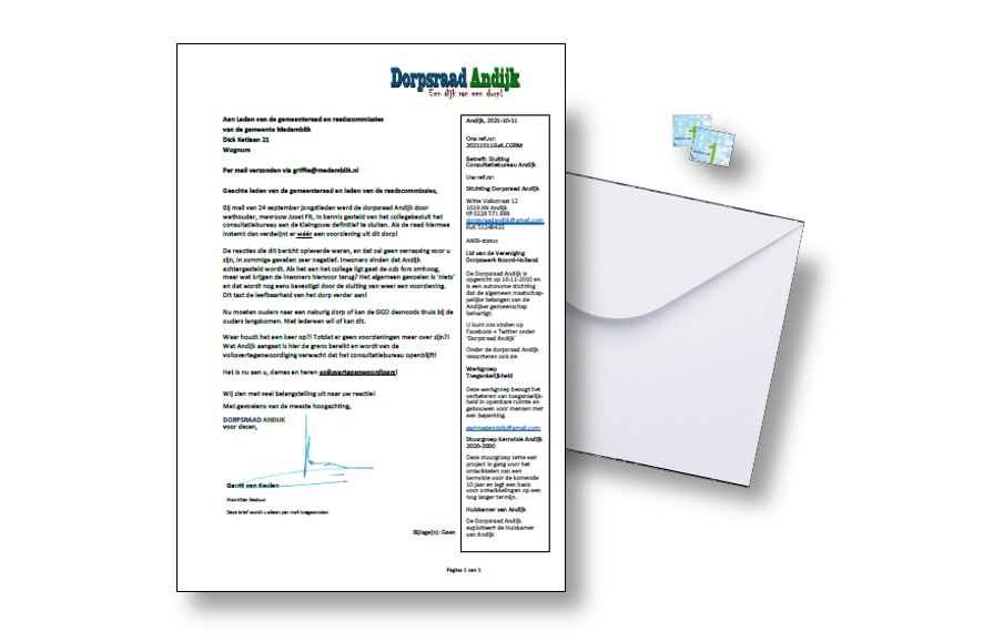 Dorpsraad Andijk: Sluiten voorzieningen tast de leefbaarheid aan van het dorp